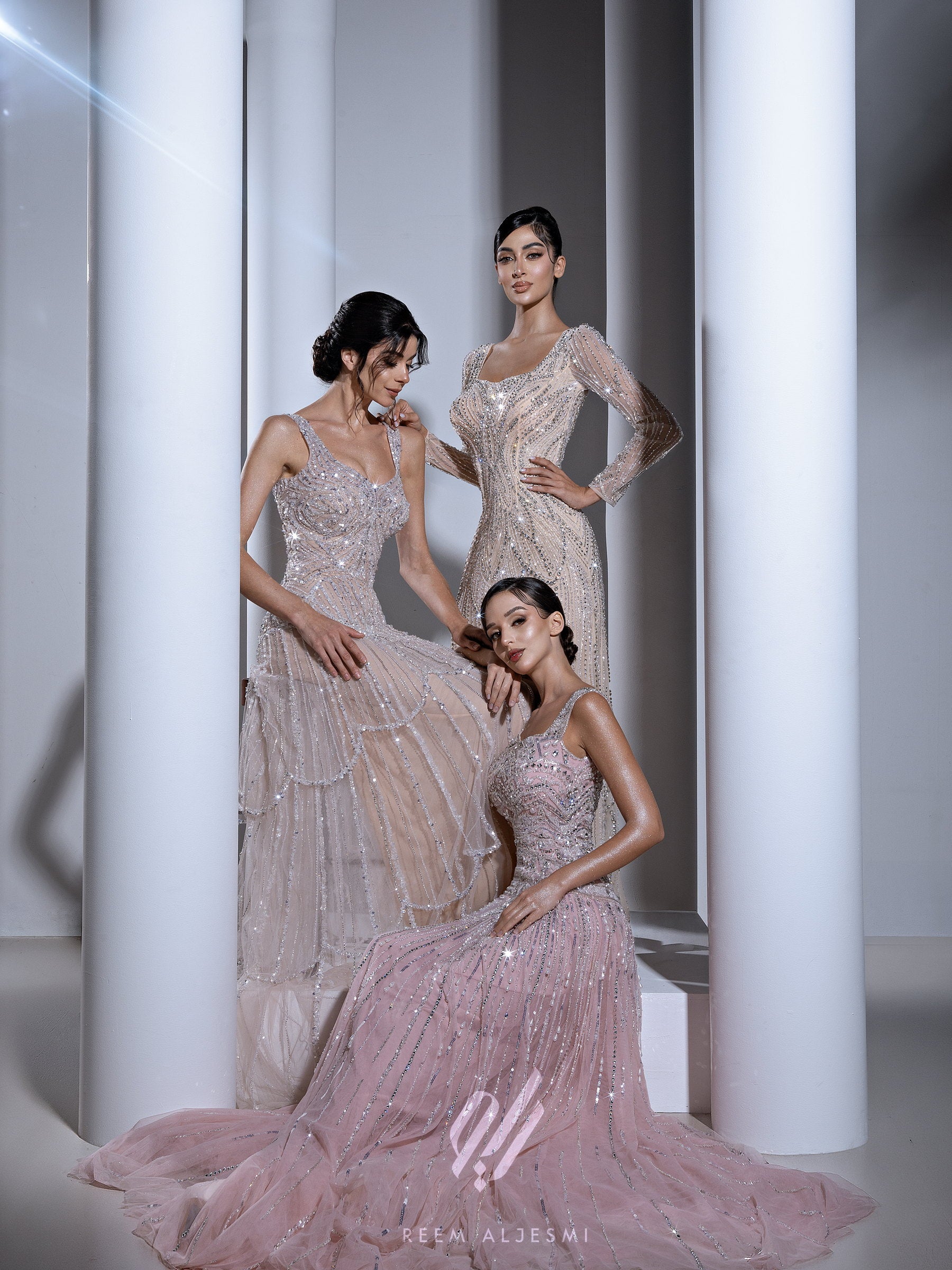 Blush Tiered Crystal Gown