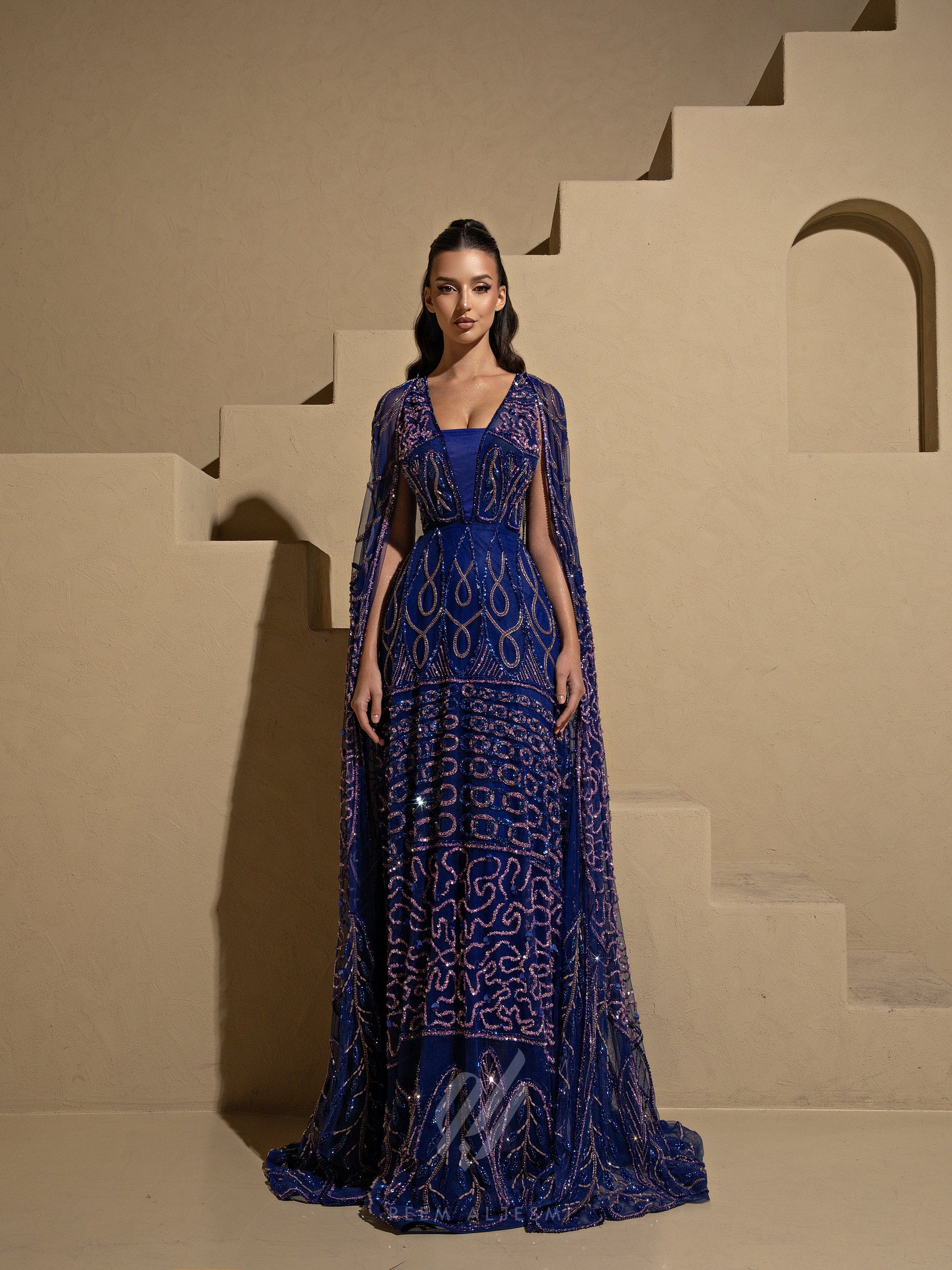Cobalt Cape Gown