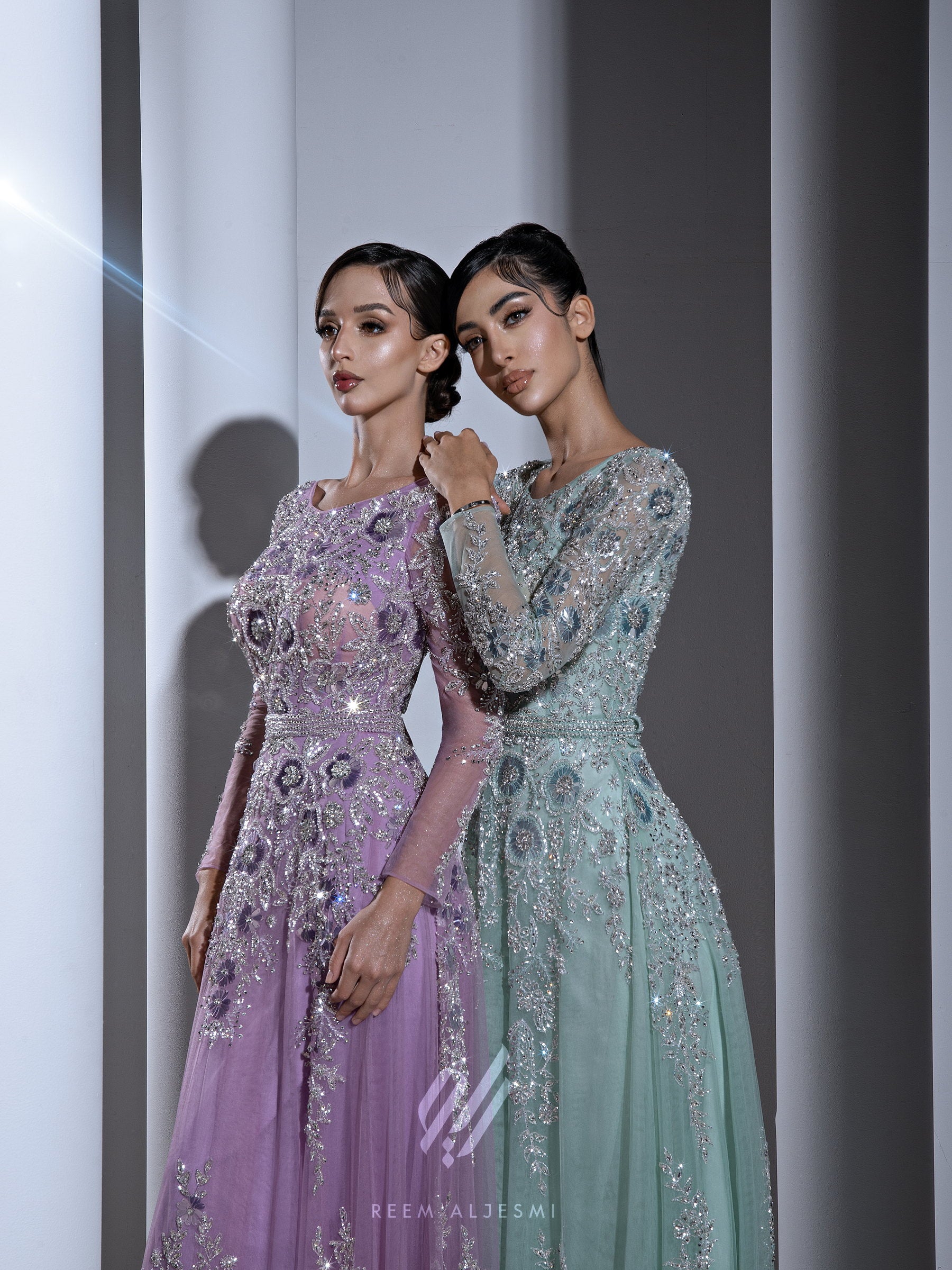 Seafoam Floral Gown