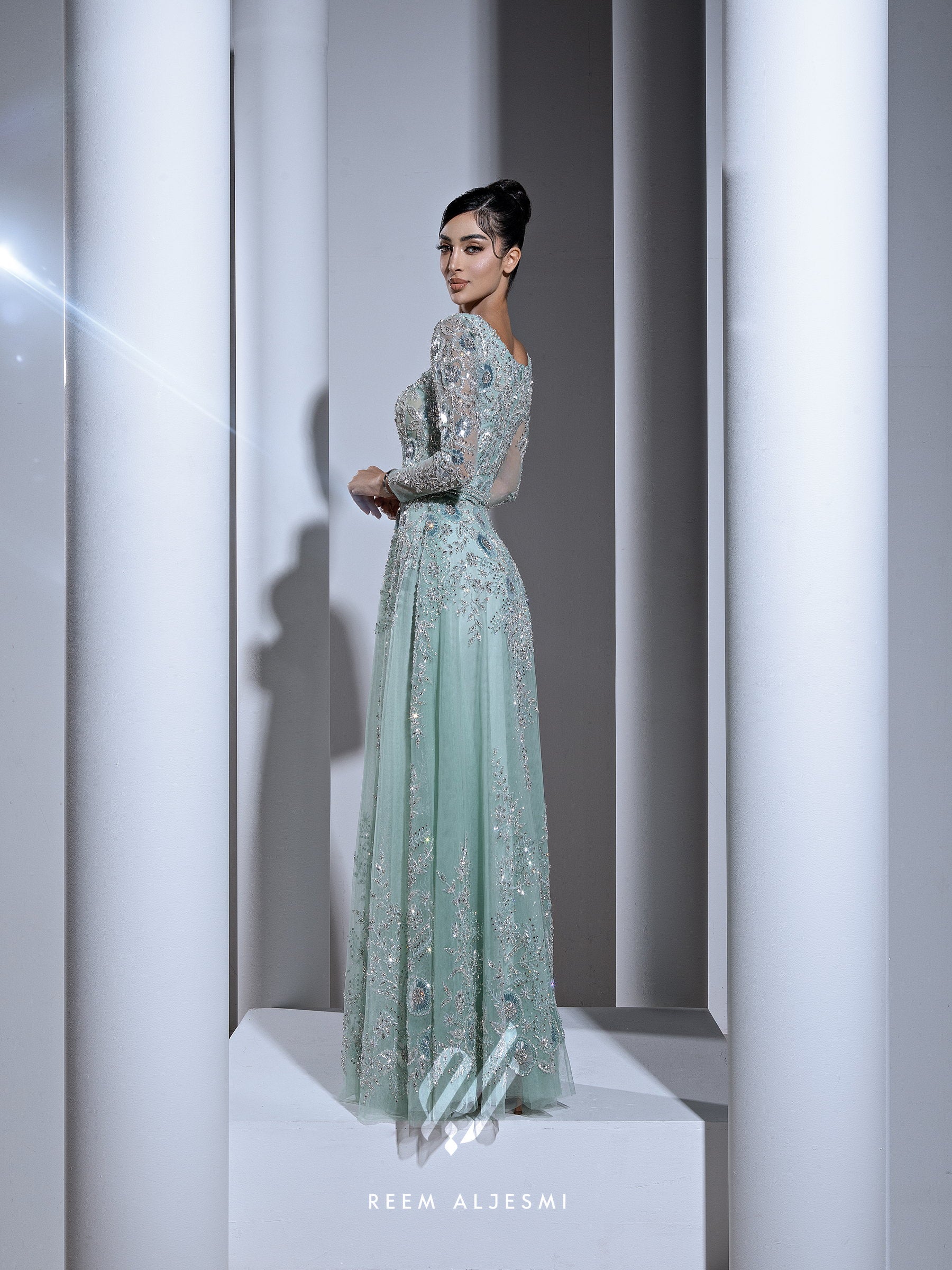 Seafoam Floral Gown