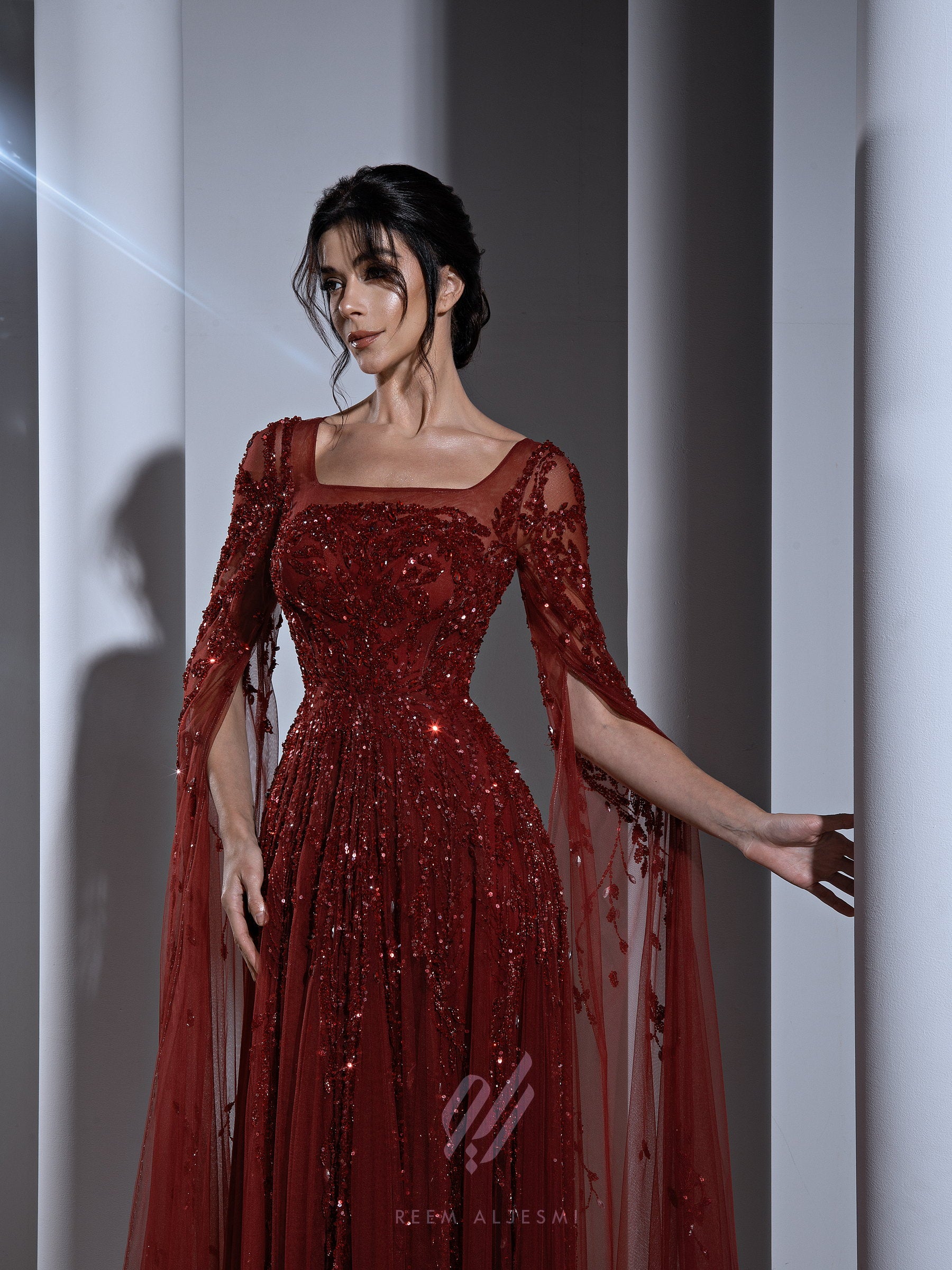Crimson Cape Gown