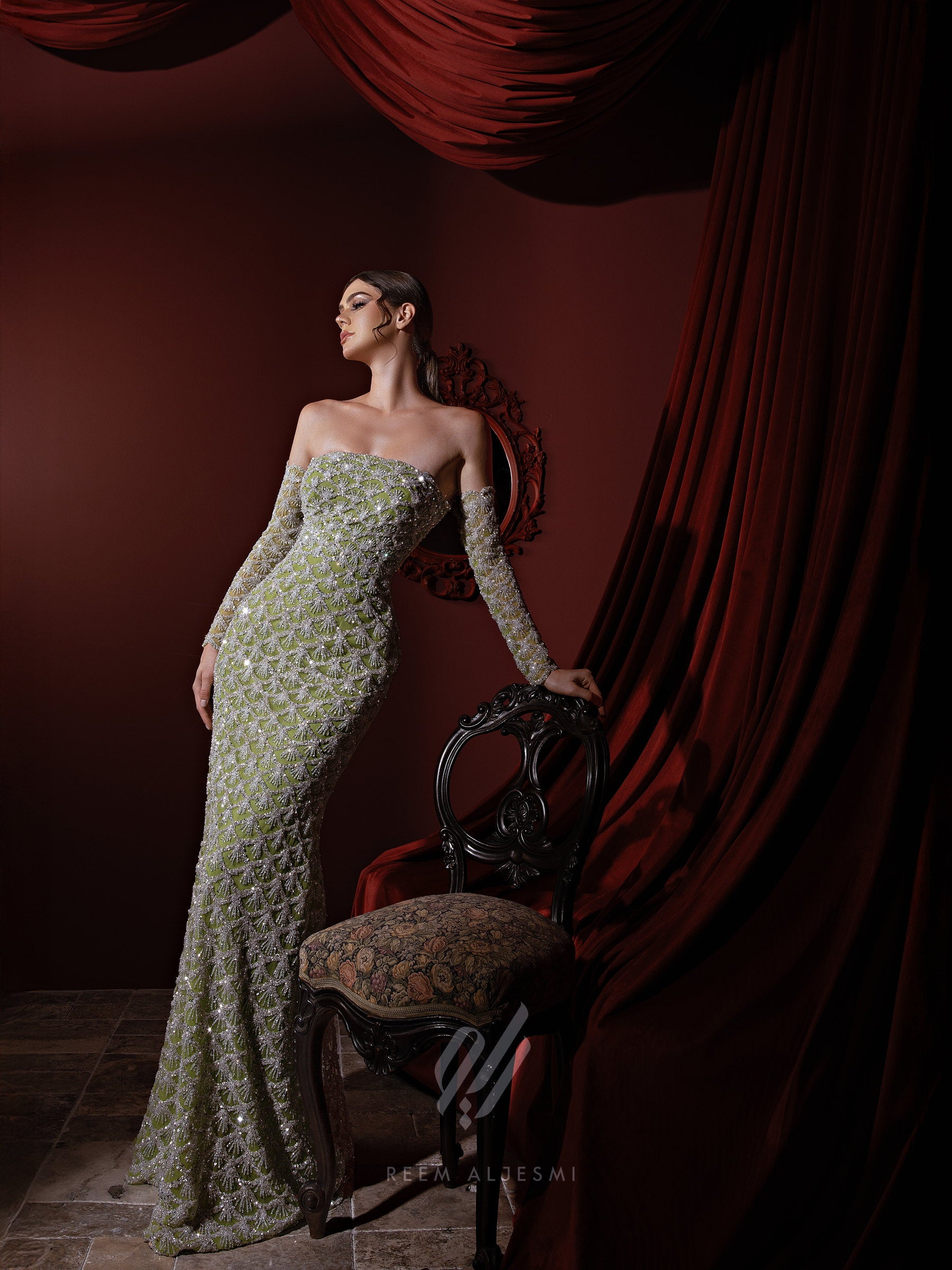 Pistachio Lace Gown