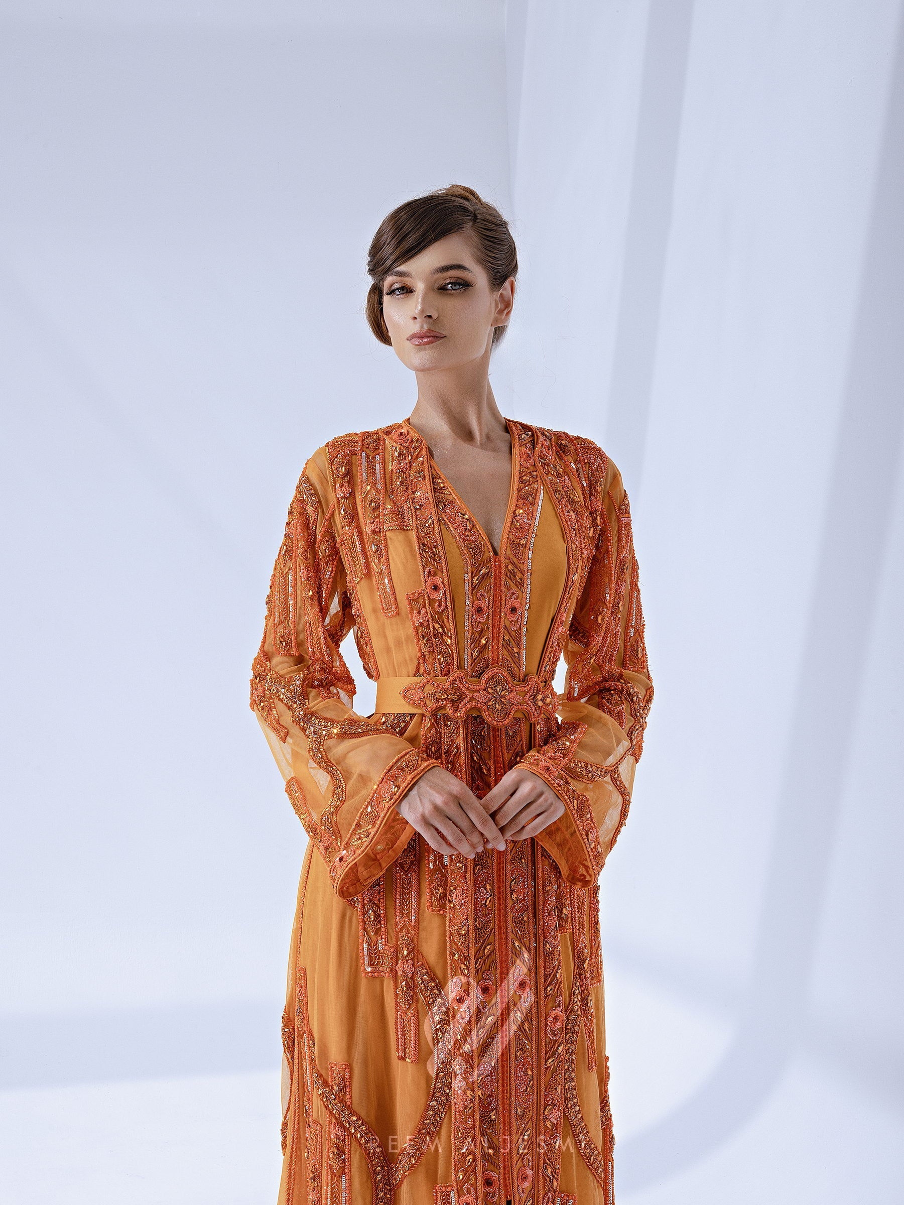 Marigold Beaded Kaftan detail