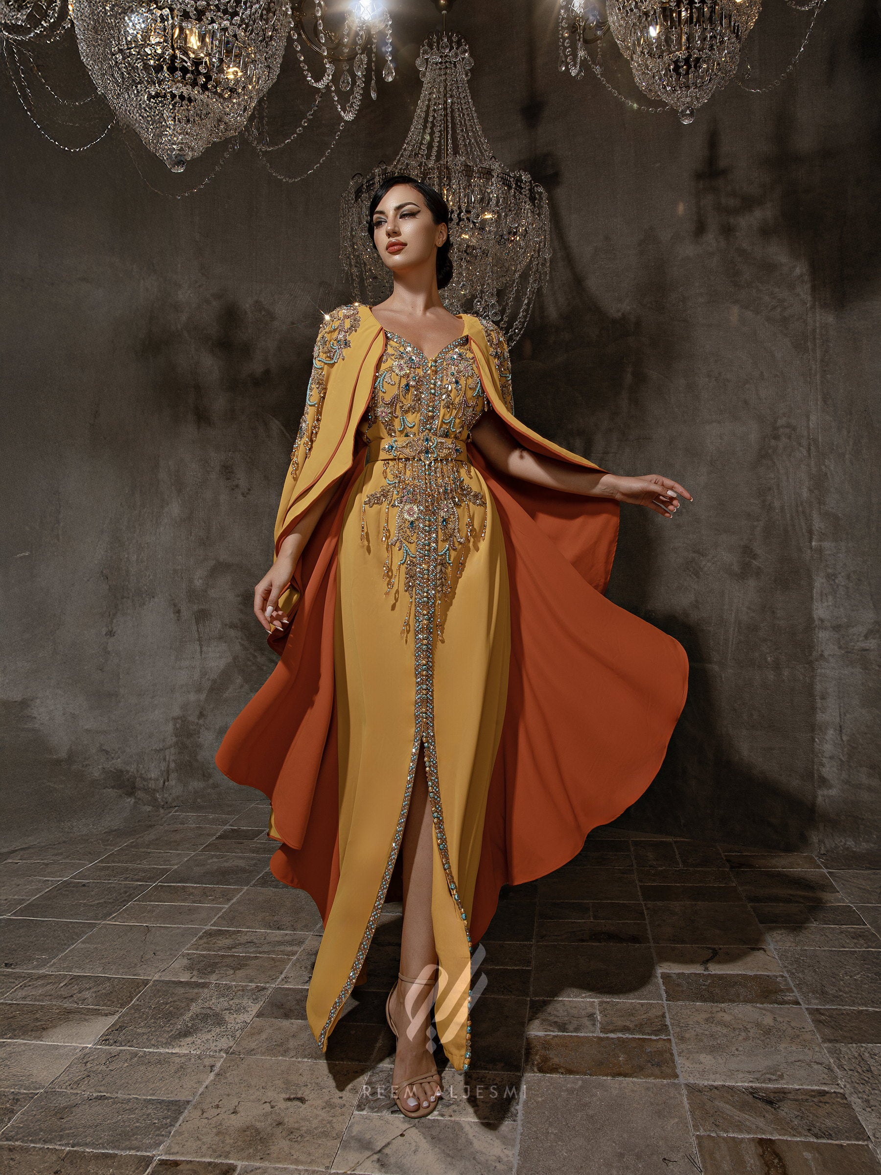 Saffron Cape Kaftan